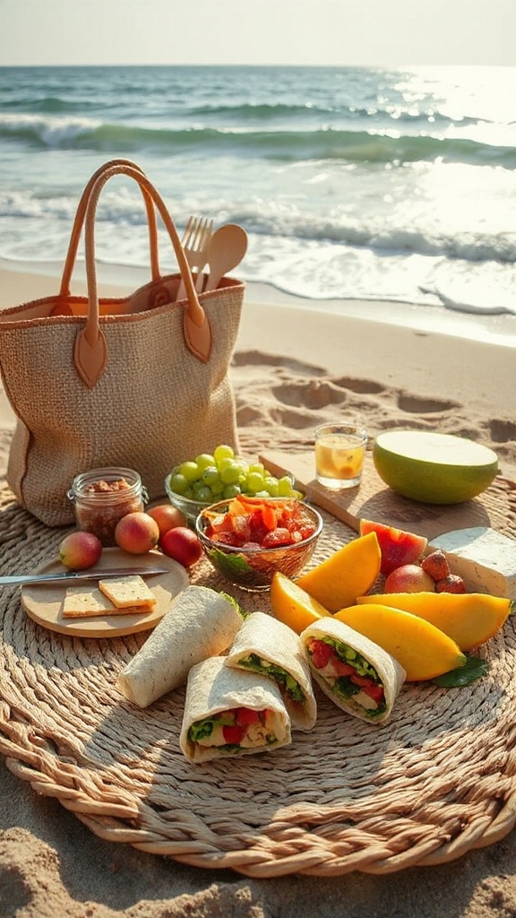 beach snacks and healthy foods
