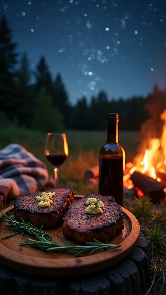 campfire ribeye with herb butter
