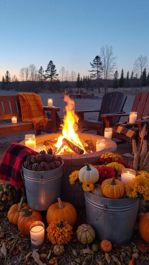 Fire Pit Area Styled with Autumn Accessories