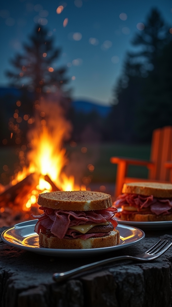 gourmet campfire reuben sandwich