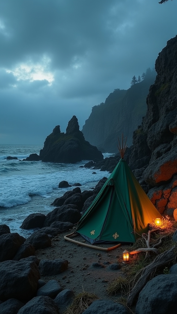 mystical coastal campsite selection