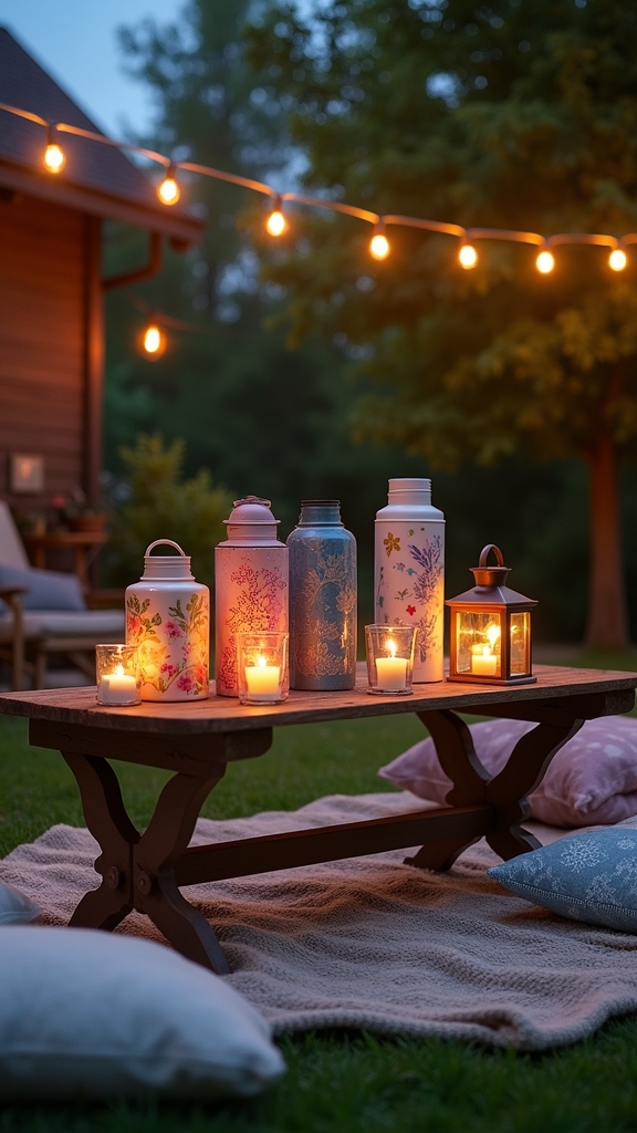 vintage thermos beverage station setup