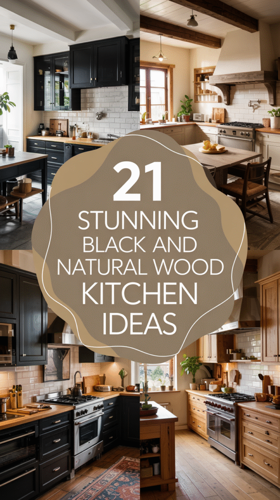 21 Stunning Black and Natural Wood Kitchen Ideas for a Cozy-Modern Look