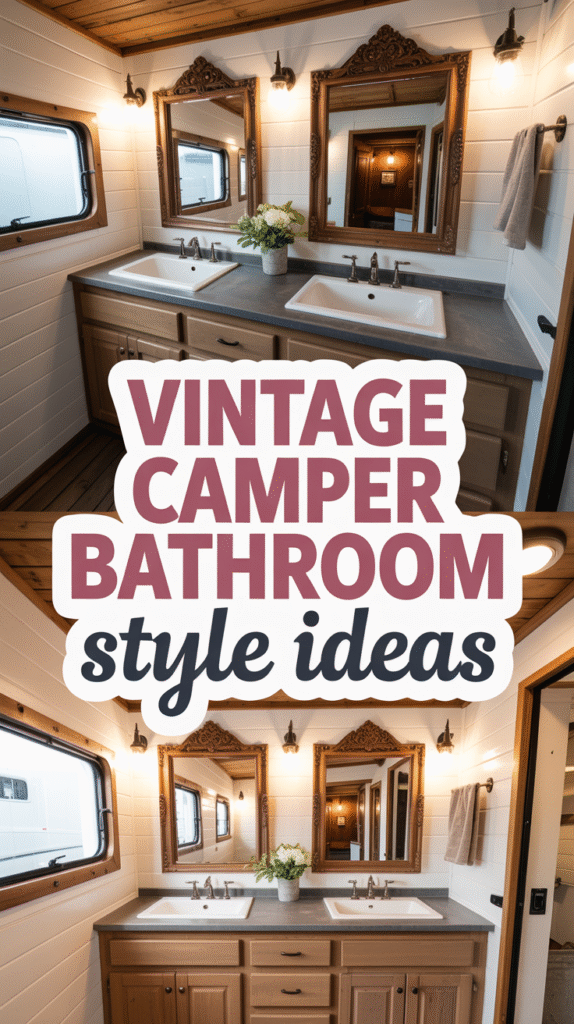 Dual Ornate Mirrors Above Butcher Block Vanity Countertops