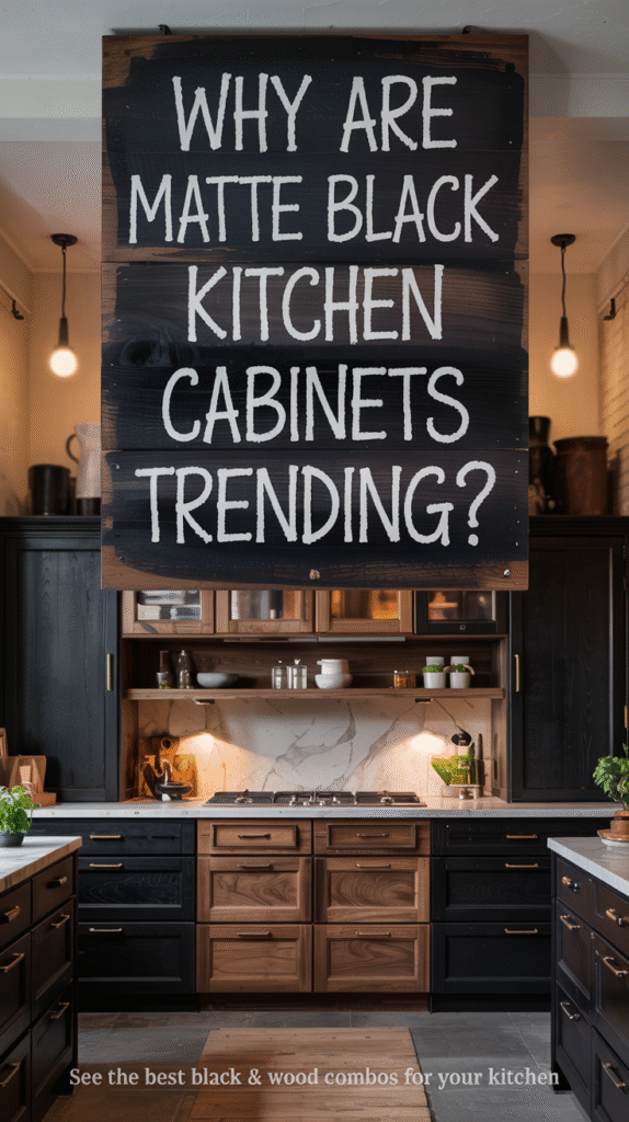Handleless Black Cabinets for a Seamless Look