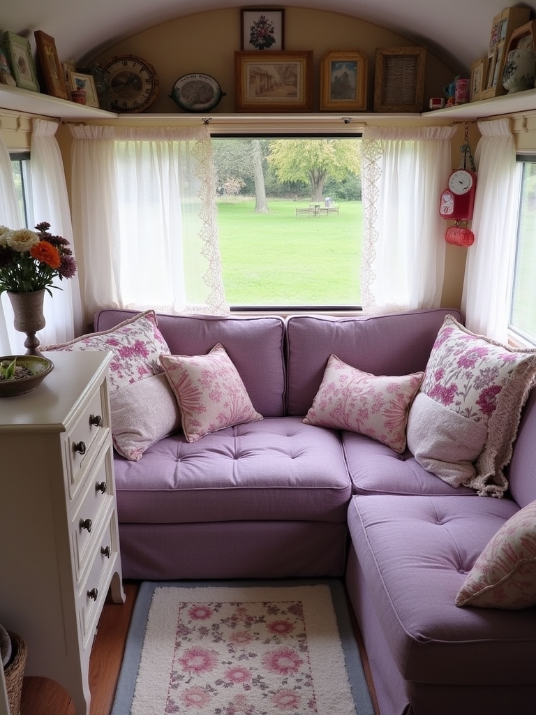 charming purple floral cushions