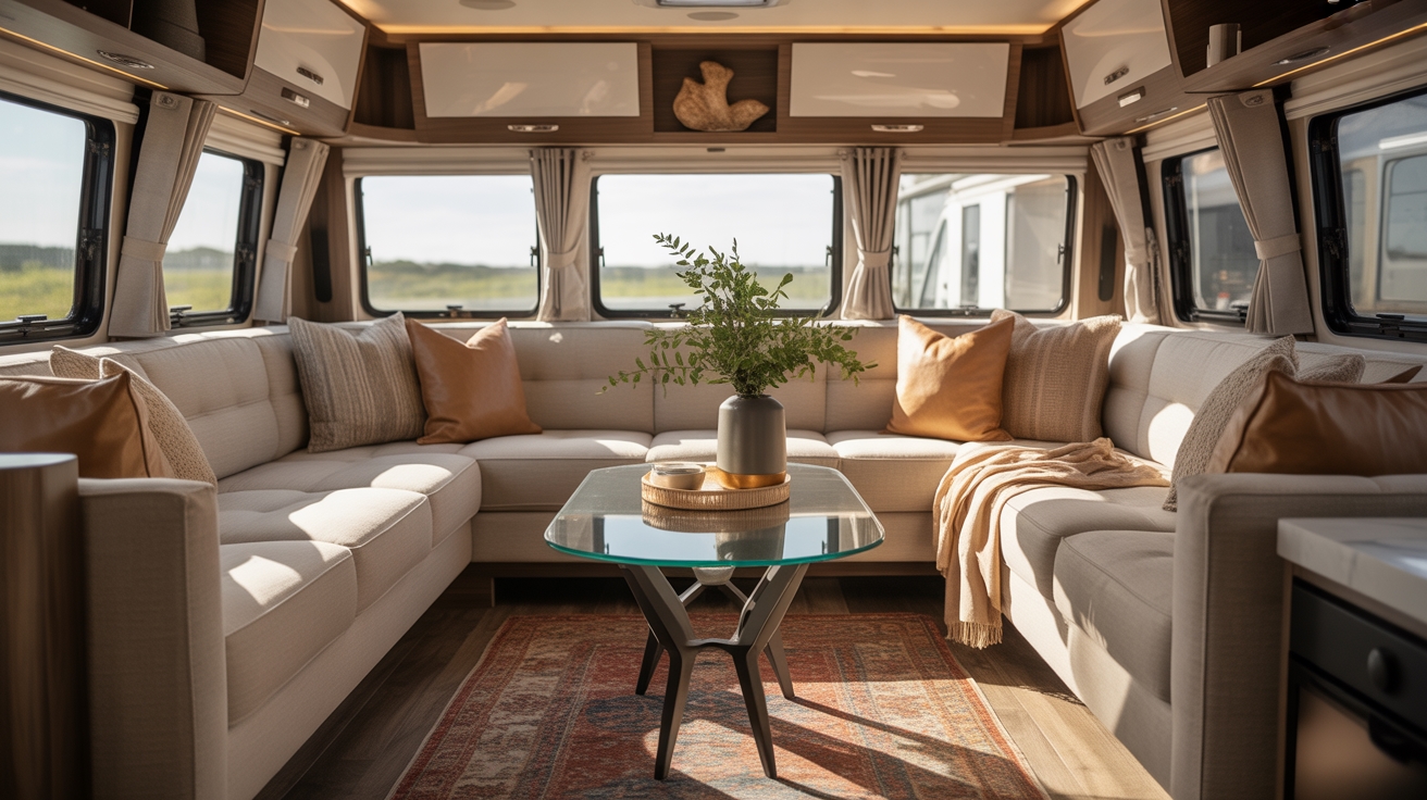 21 Neutral RV Living Rooms That Feel Chic, Cozy + Elevated