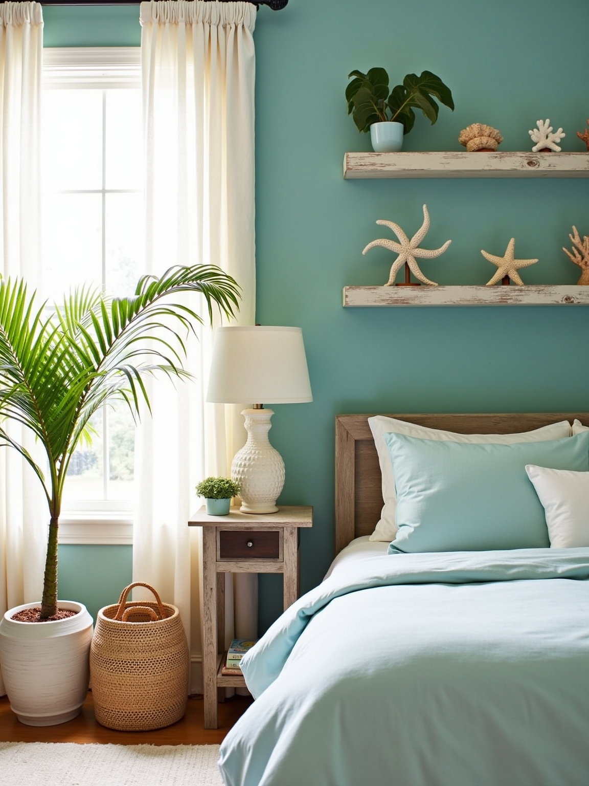 coastal botanical bedroom decor