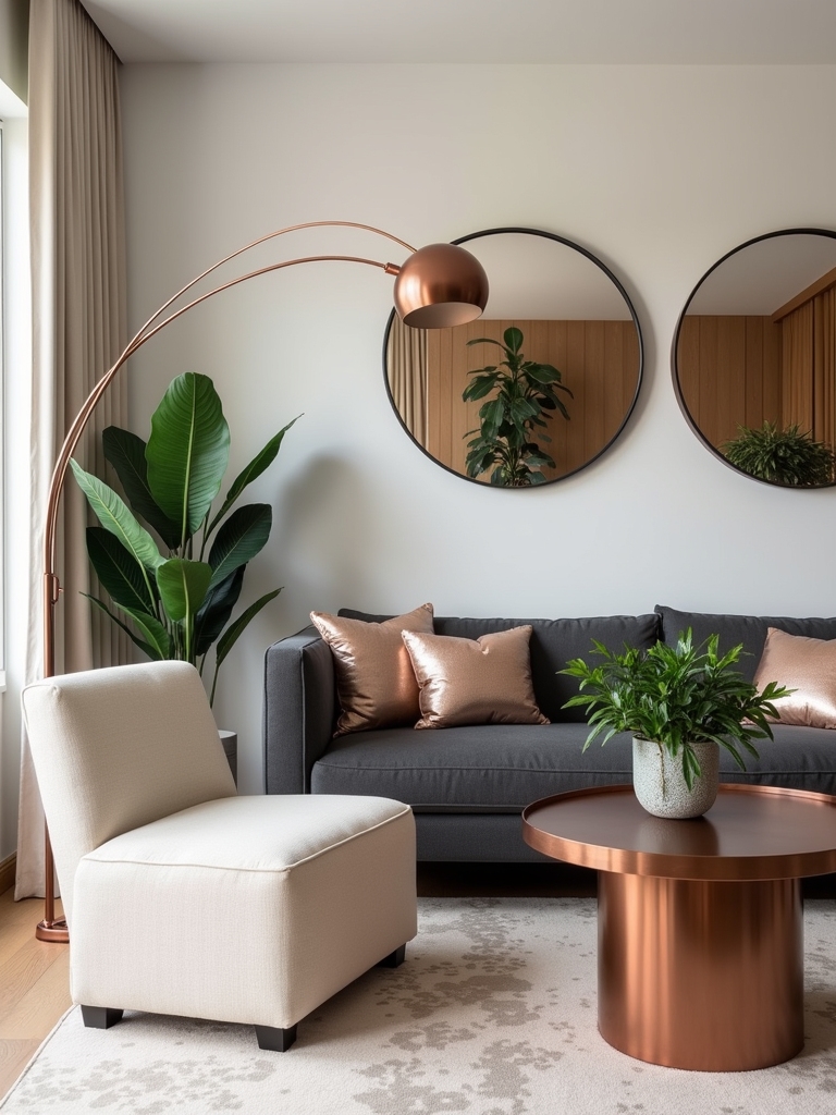 copper and metallic accents