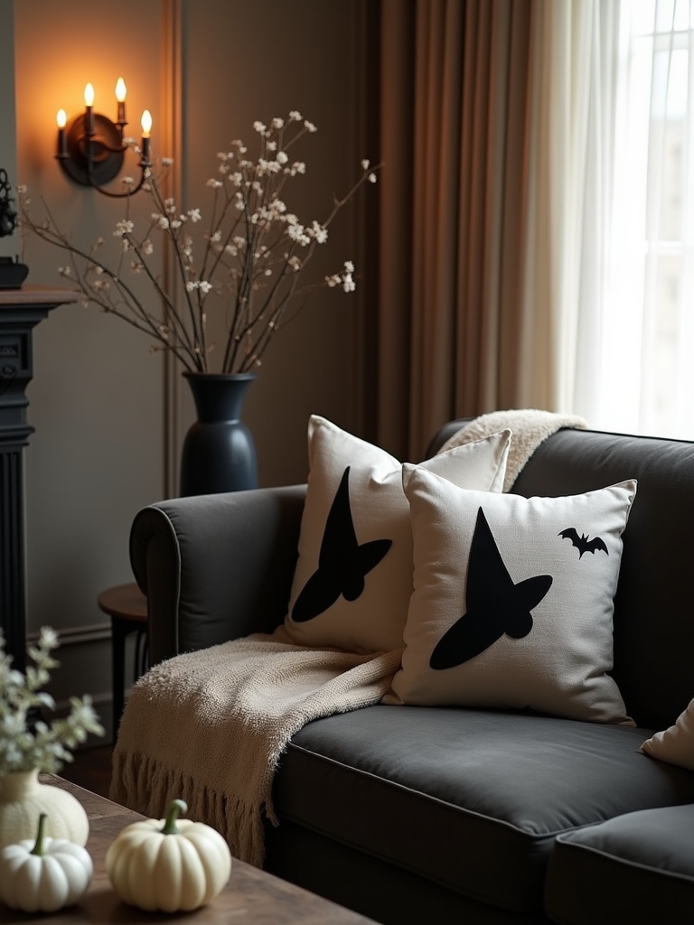 cozy halloween themed pillows