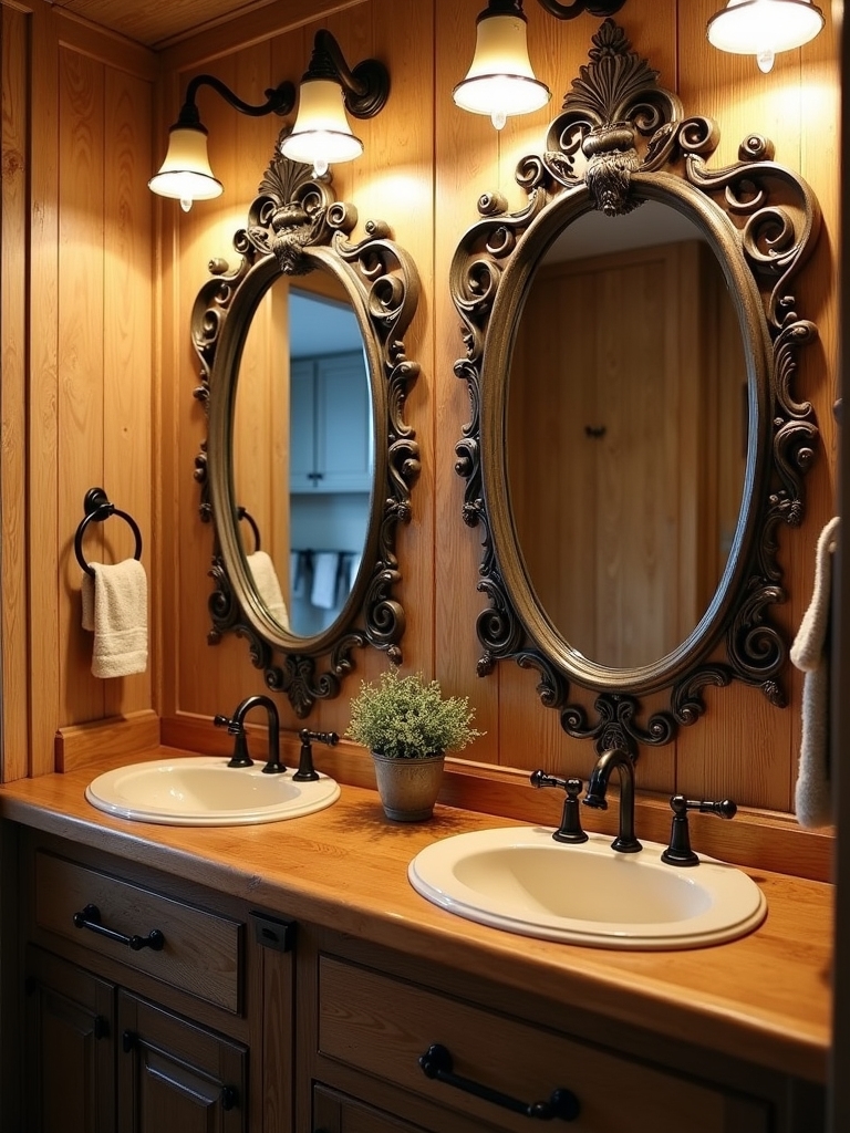 dual ornate mirrors elegance