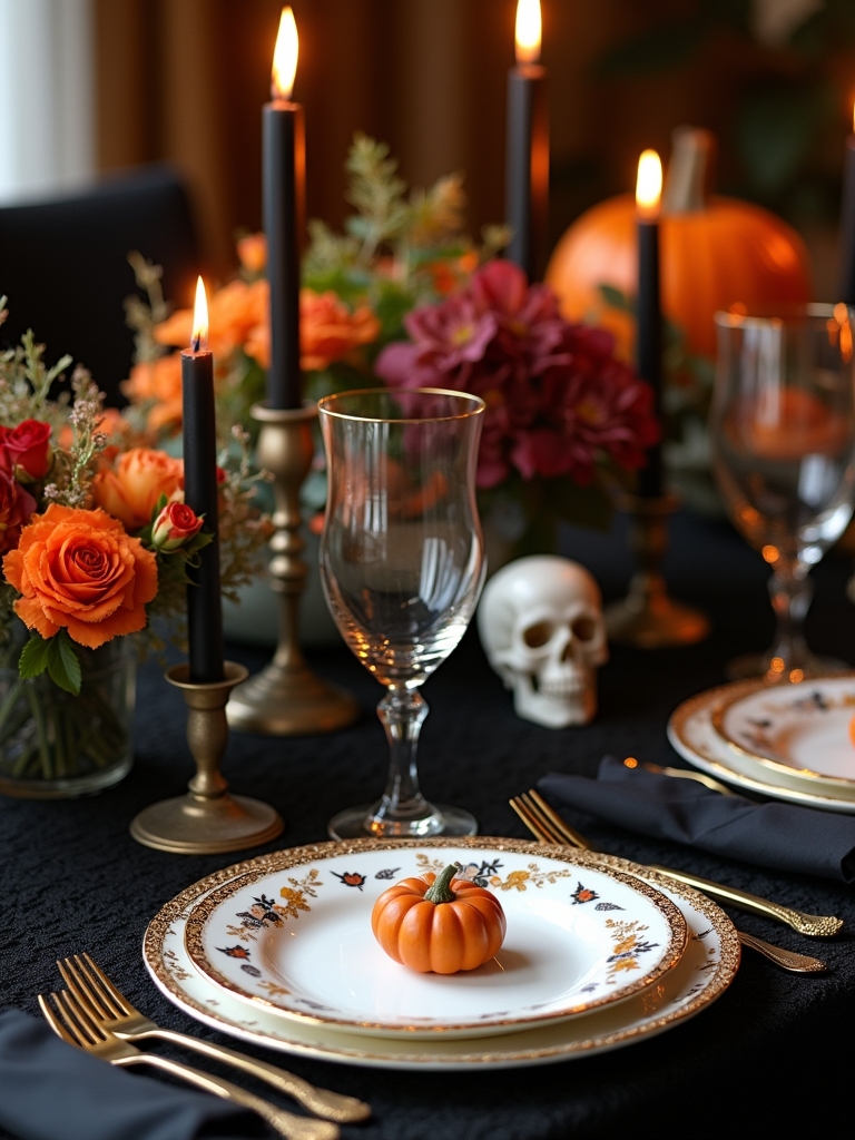 elegant halloween table decor
