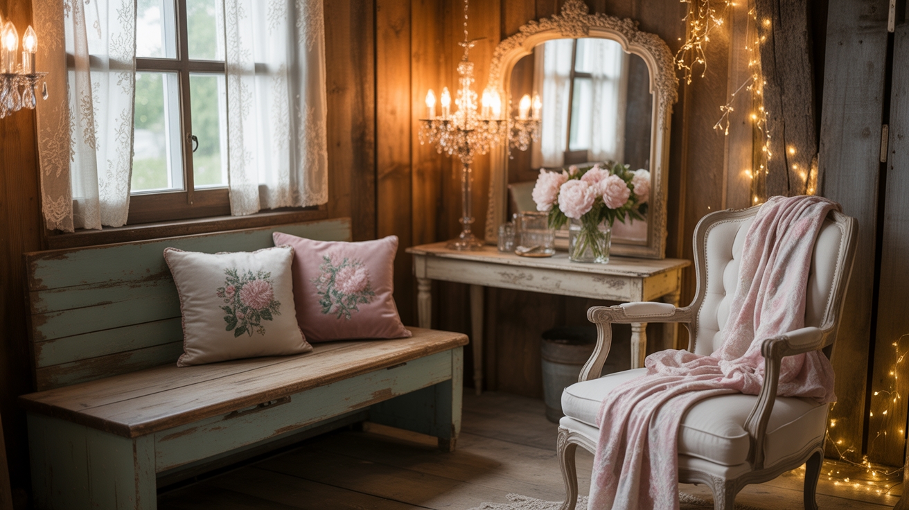 feminine vintage cabin decor