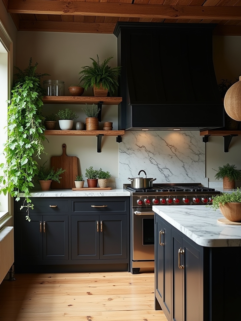 greenery enhances kitchen decor