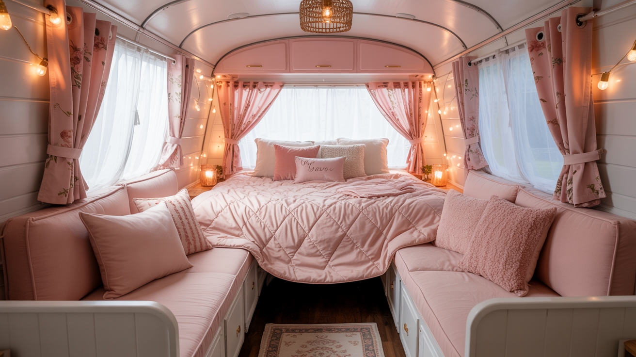 16 Pop Up Camper Bedroom Remodels: Pink Ideas For Women