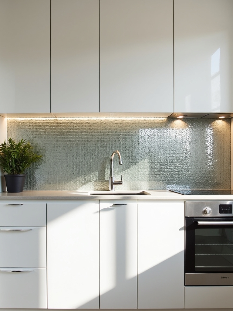 reflective backsplashes enhance kitchens