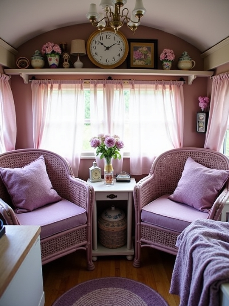 retro mauve rattan chairs