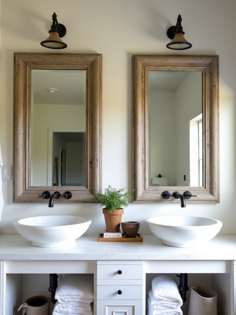 rustic mirrors above sinks