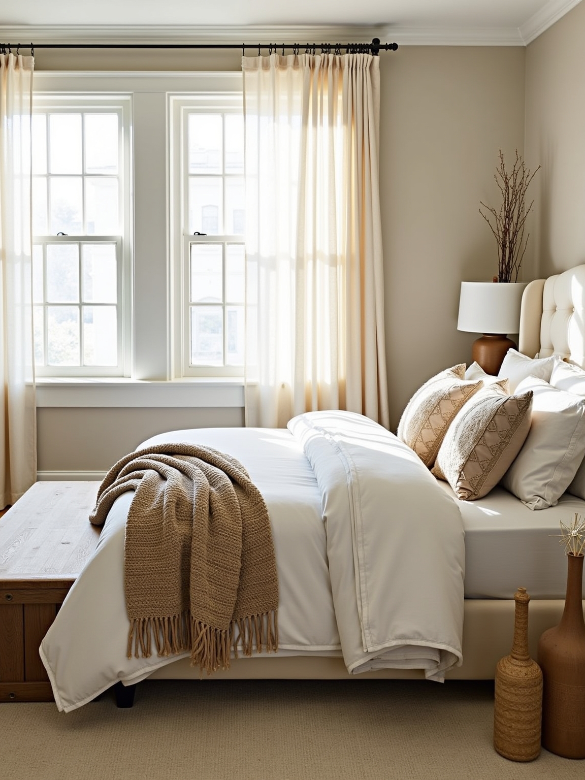 serene beige and off white