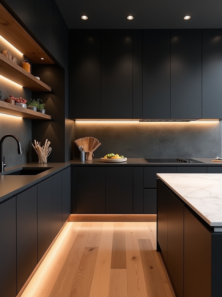 sleek functional handleless cabinets