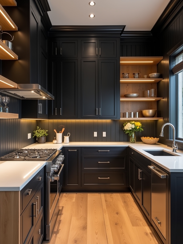 sophisticated black and wood