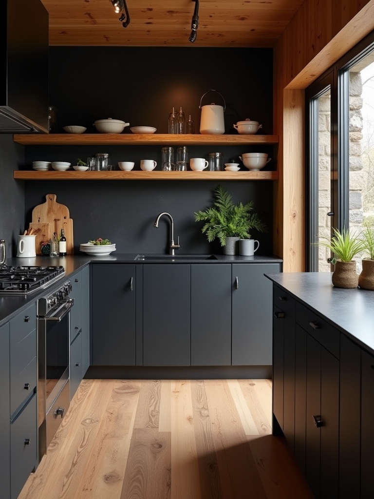 stylish open oak shelving