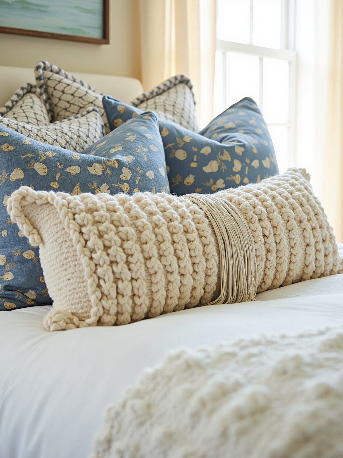 textured coastal accent pillows