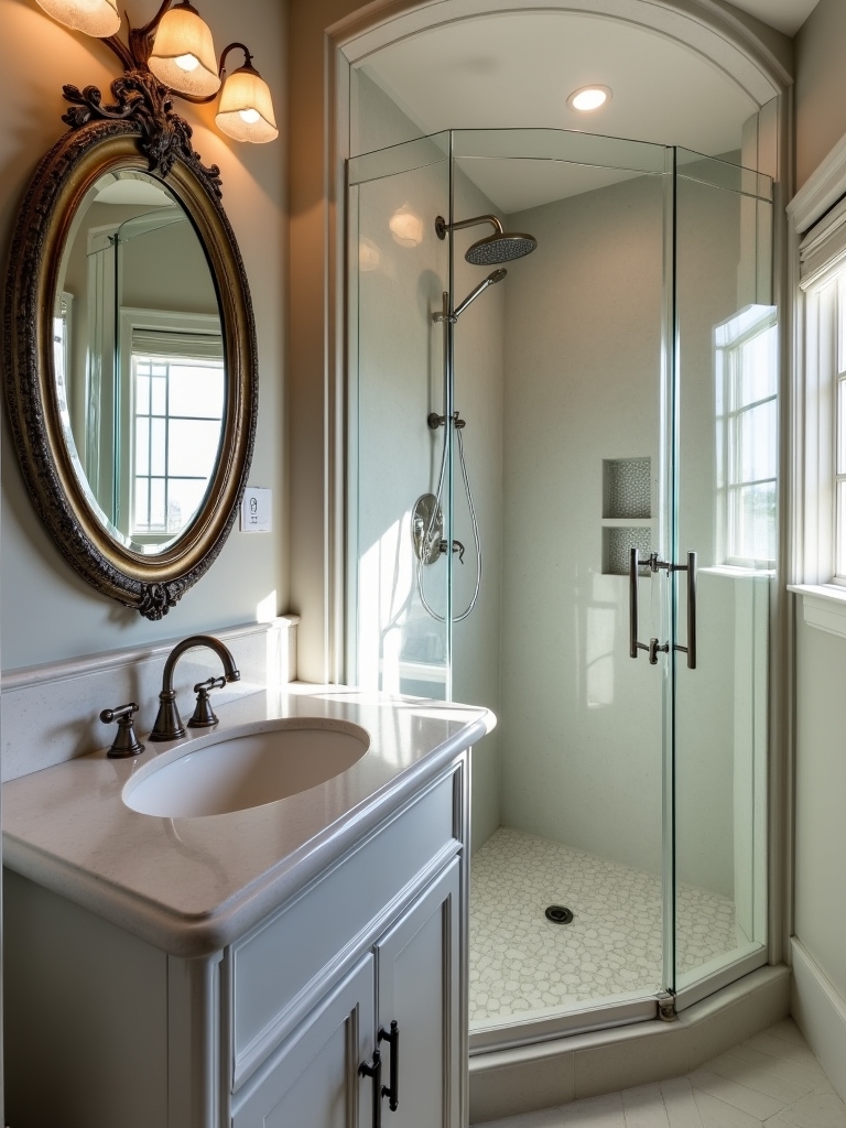 vintage mirrors enhance showers
