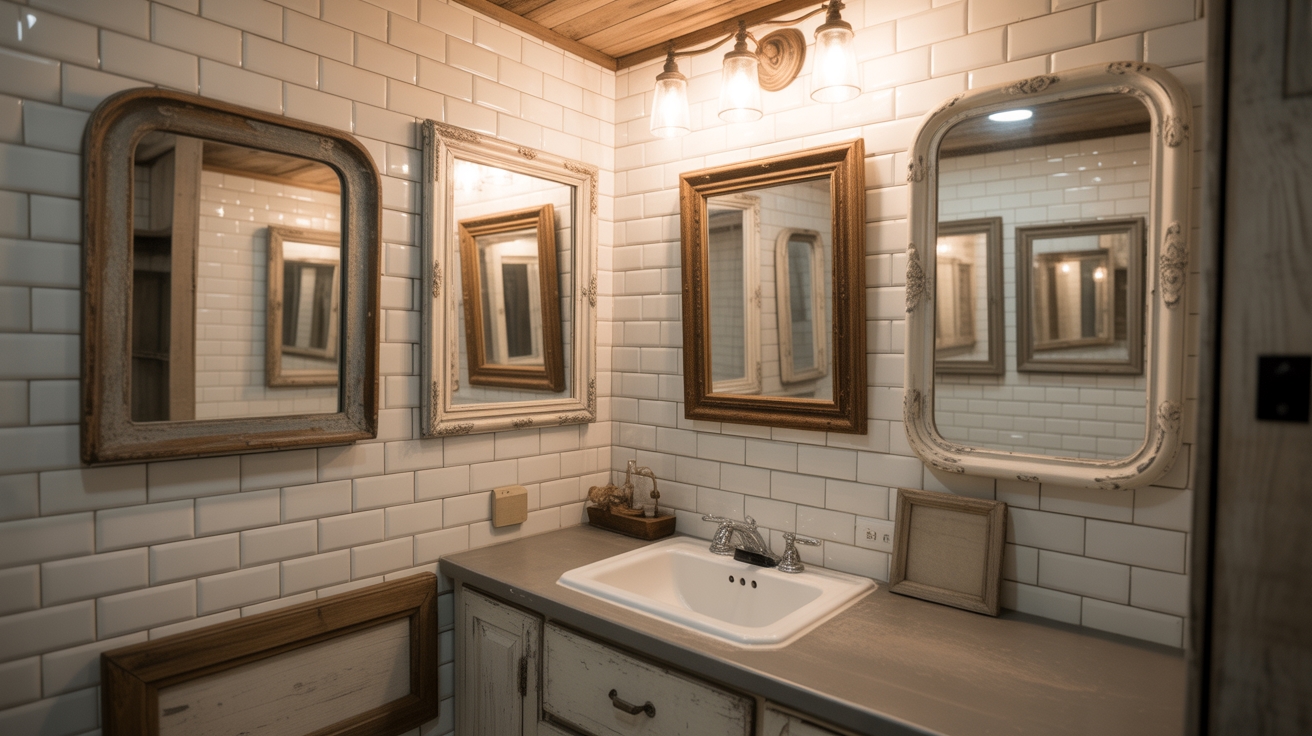 15 Stunning Farmhouse RV Bathroom Styled With Vintage Mirrors