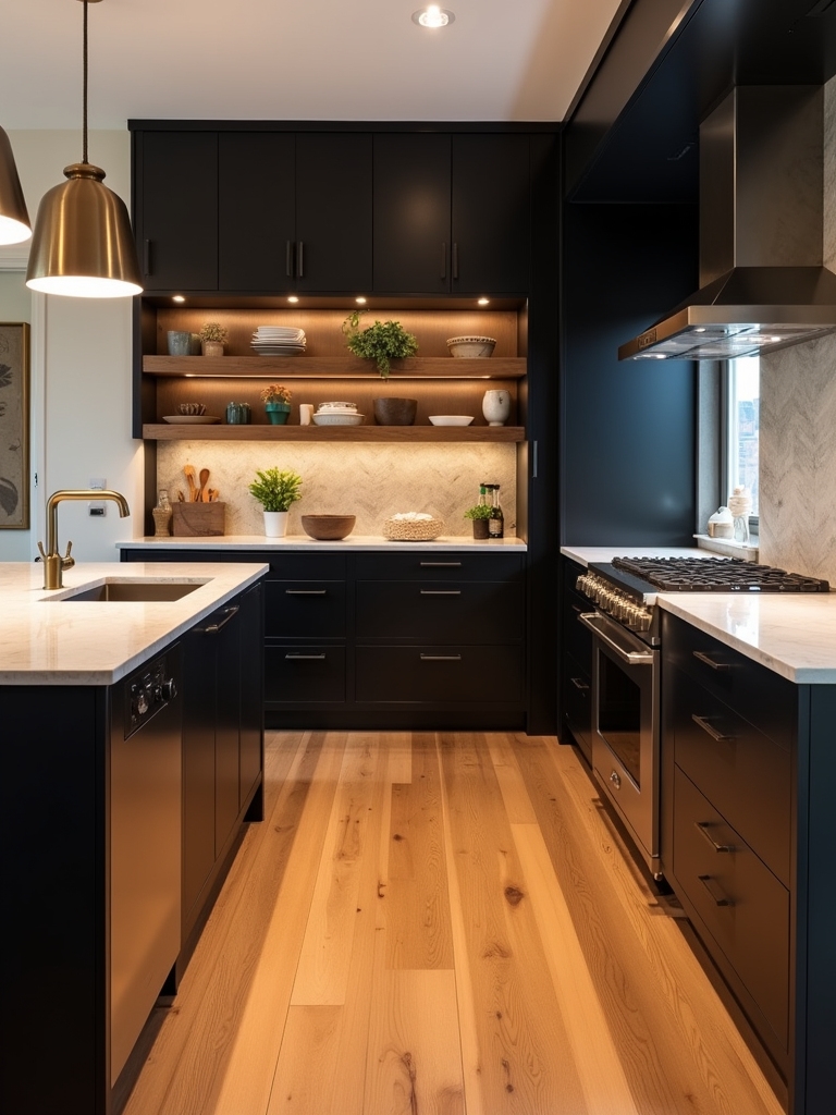 warm wood sleek black