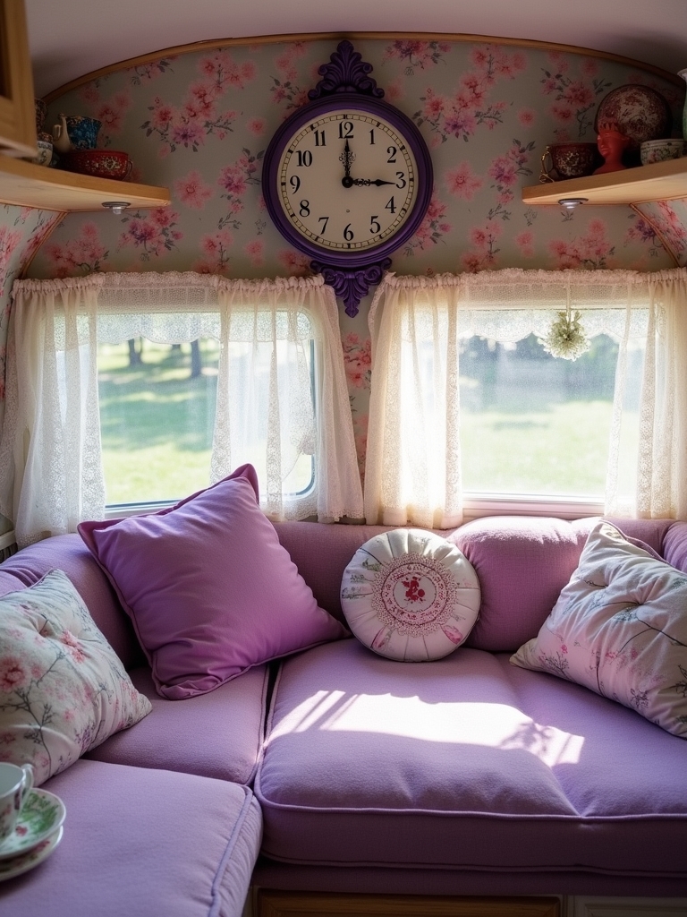 whimsical purple vintage clocks