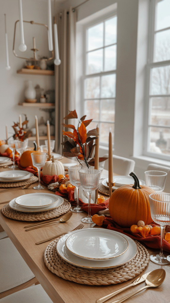 Coastal Luxe Thanksgiving Table with Pearlescent Accents
