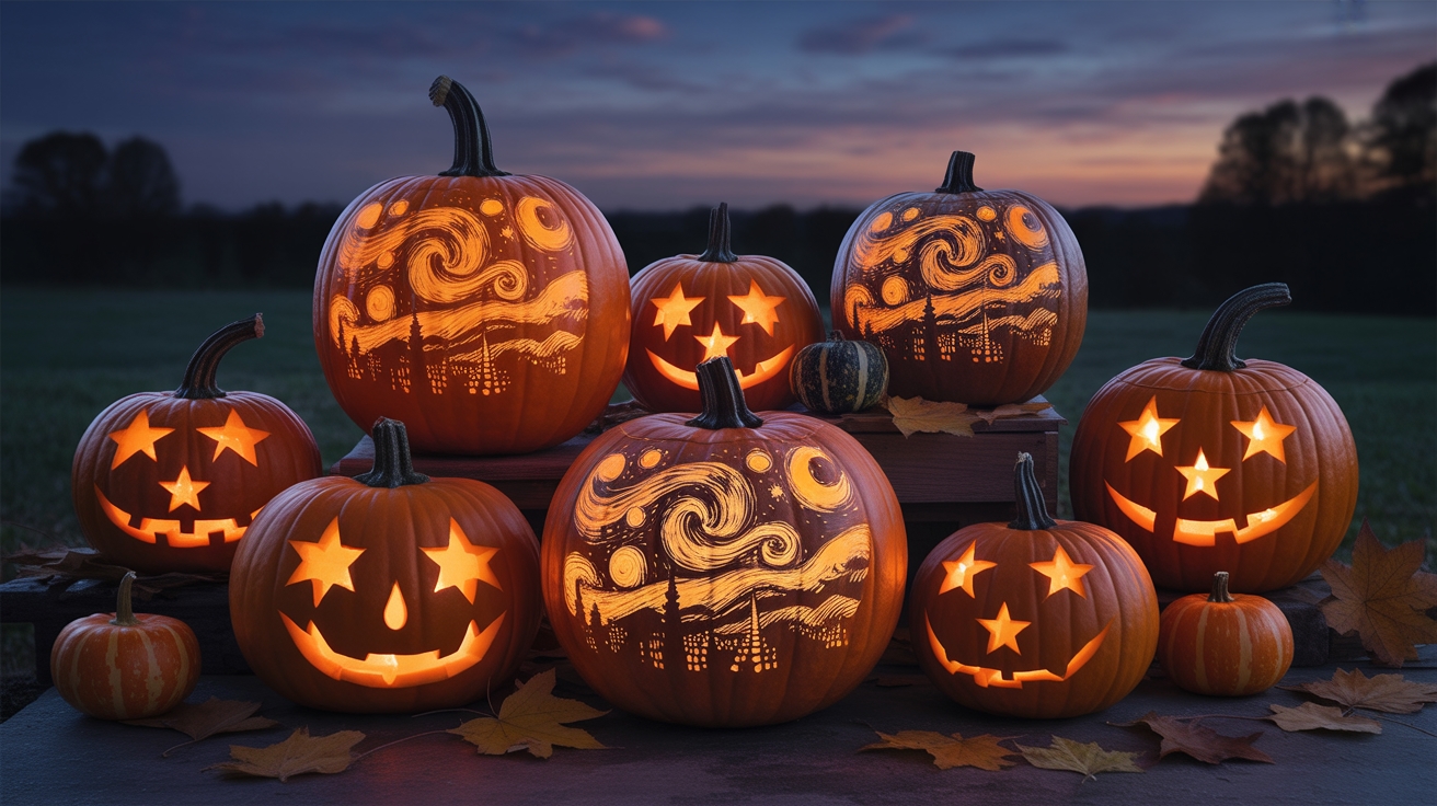 22 DIY Starry Night Pumpkin Carving Patterns You'll Love