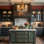 23 Black Kitchen Cabinet Interiors in Red, Green, and Gold