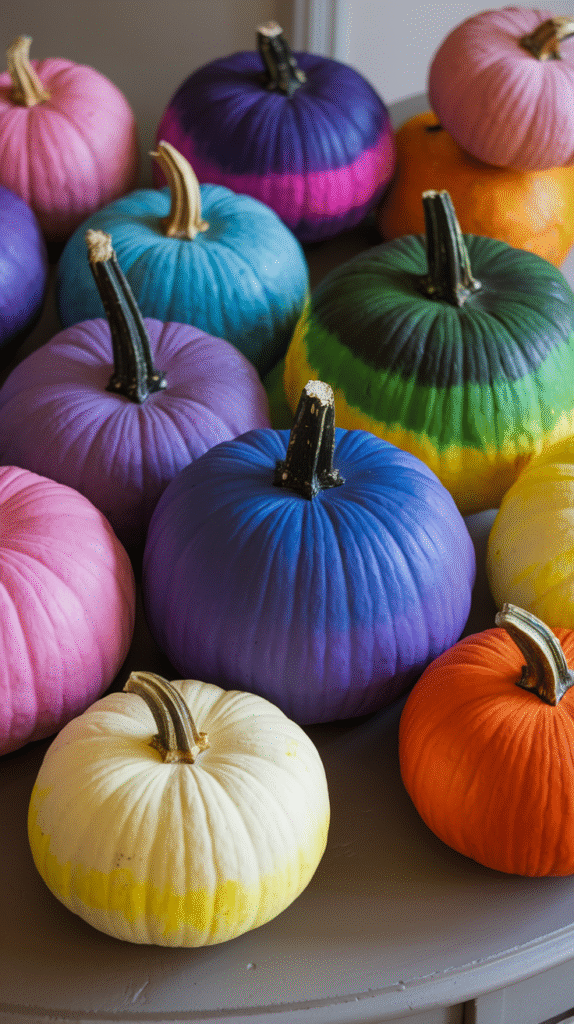 Rainbow Ombre Pumpkin Display