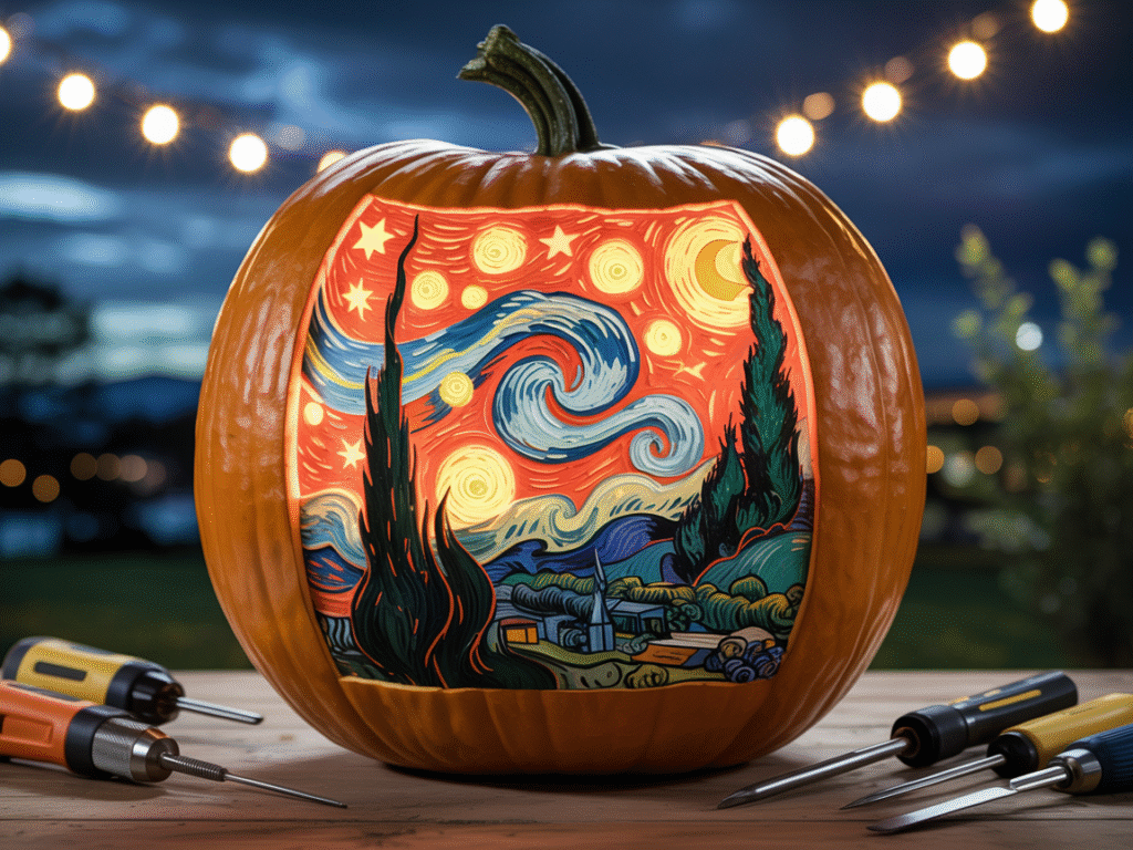 Swirling Starry Night Full Scene Carving