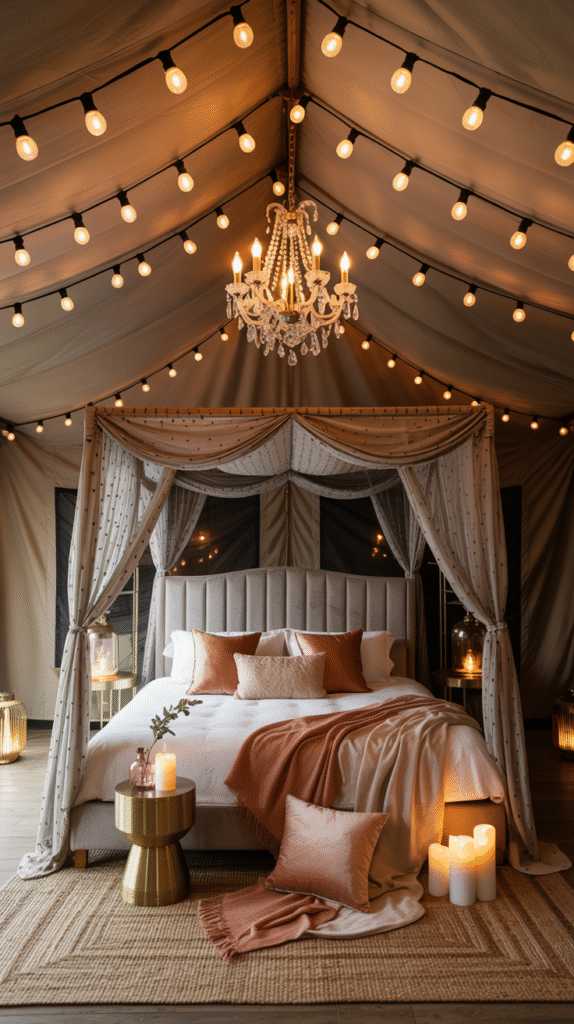 Luxe Velvet Canopy Bed Setup