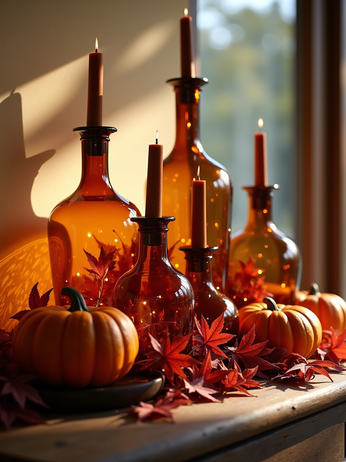 amber glass and fall colors