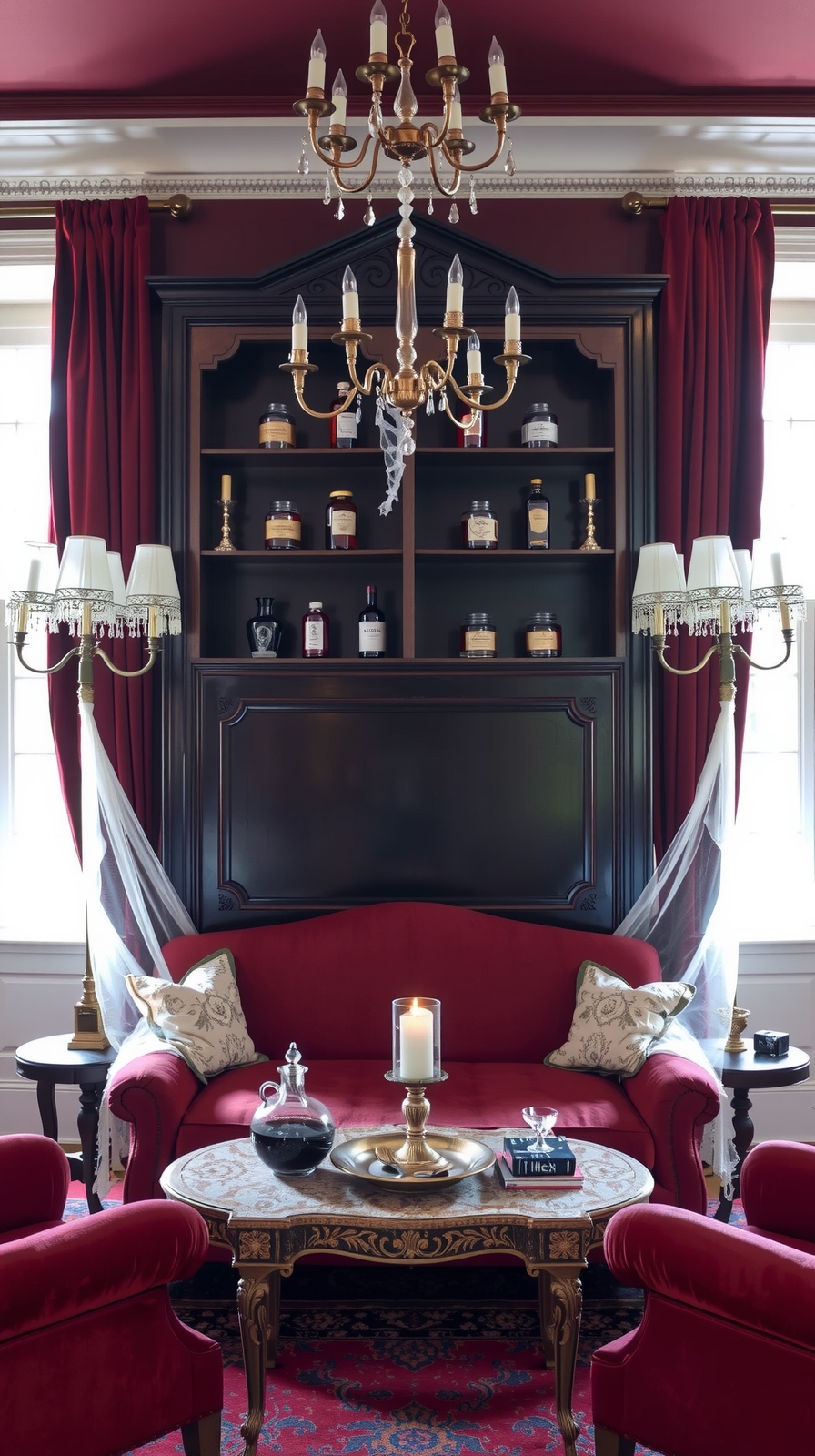 antique shelf with illumination