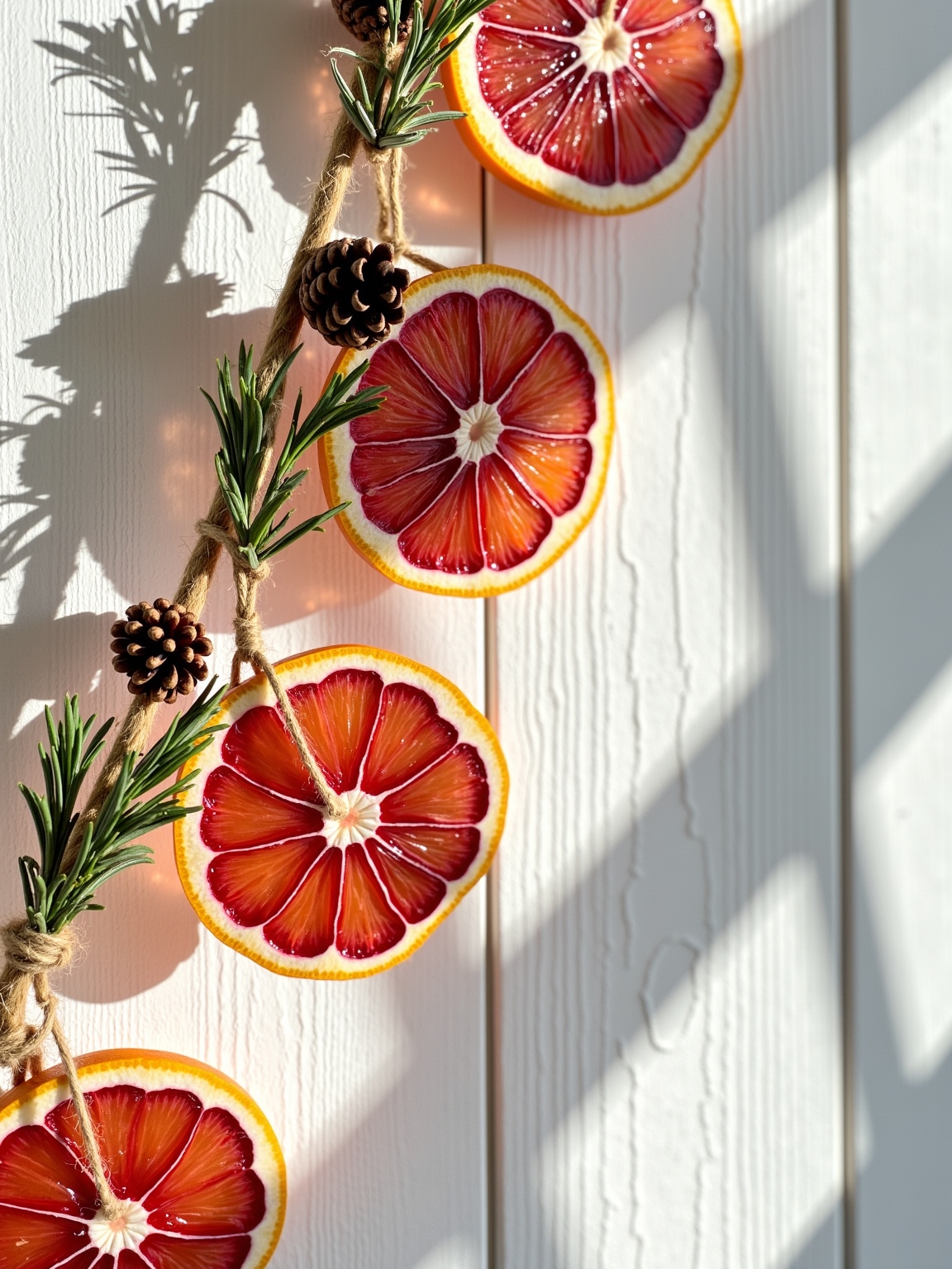 blood orange pine cone garland