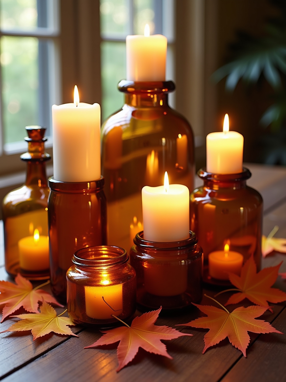 cozy amber candle glow