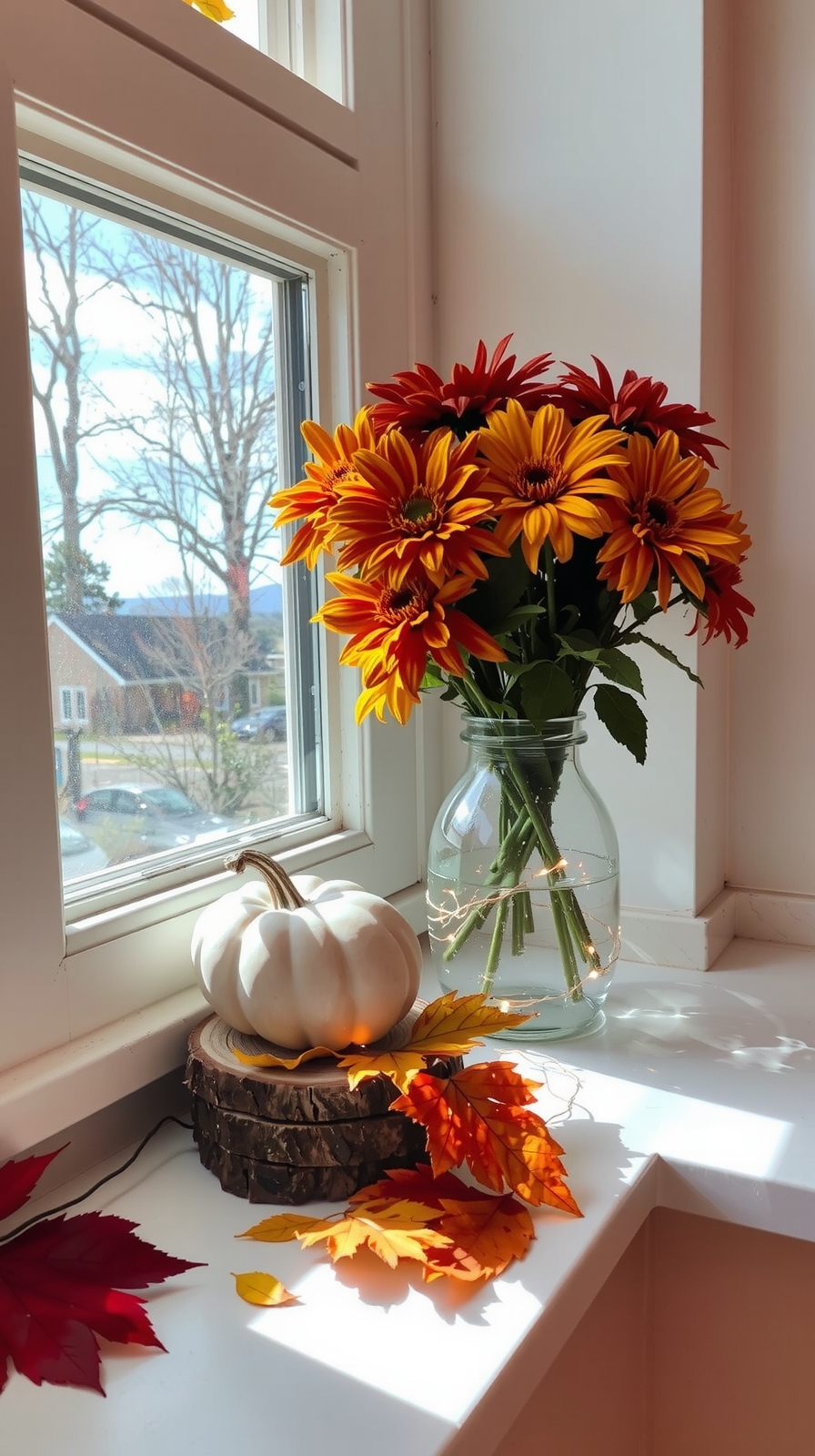 cozy autumn window decor