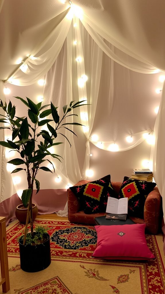 cozy bohemian reading nook