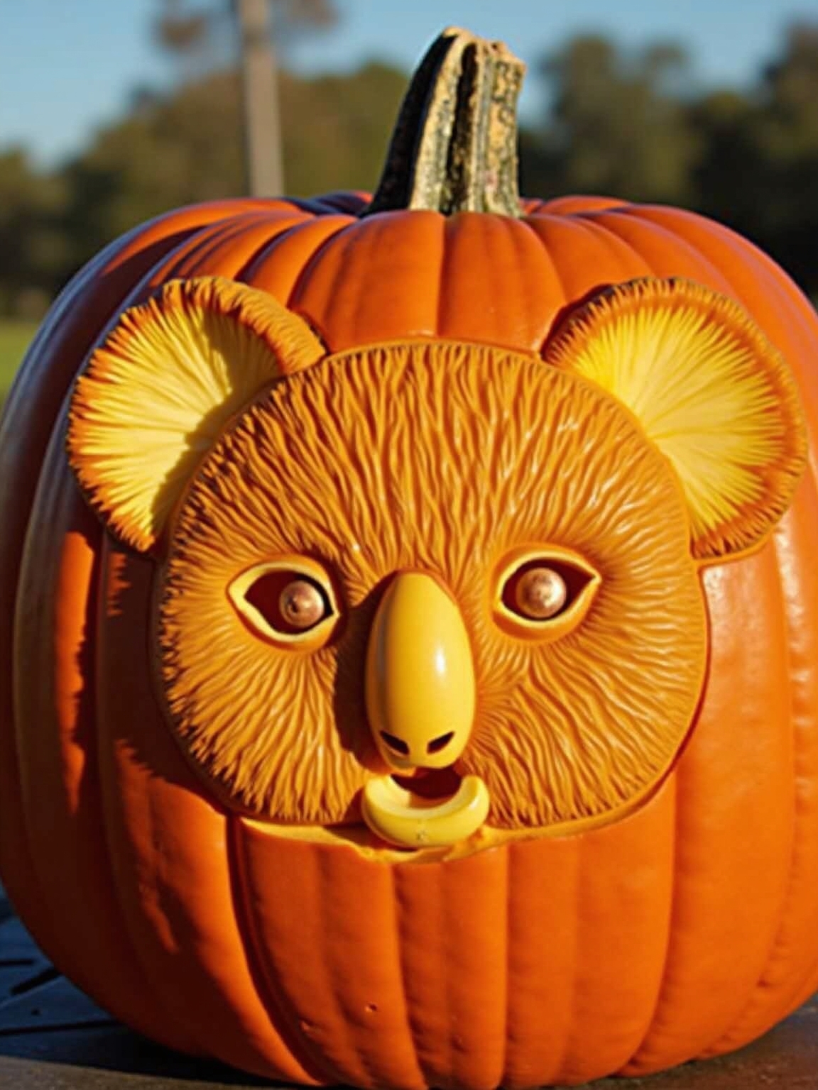 curious koala pumpkin expression