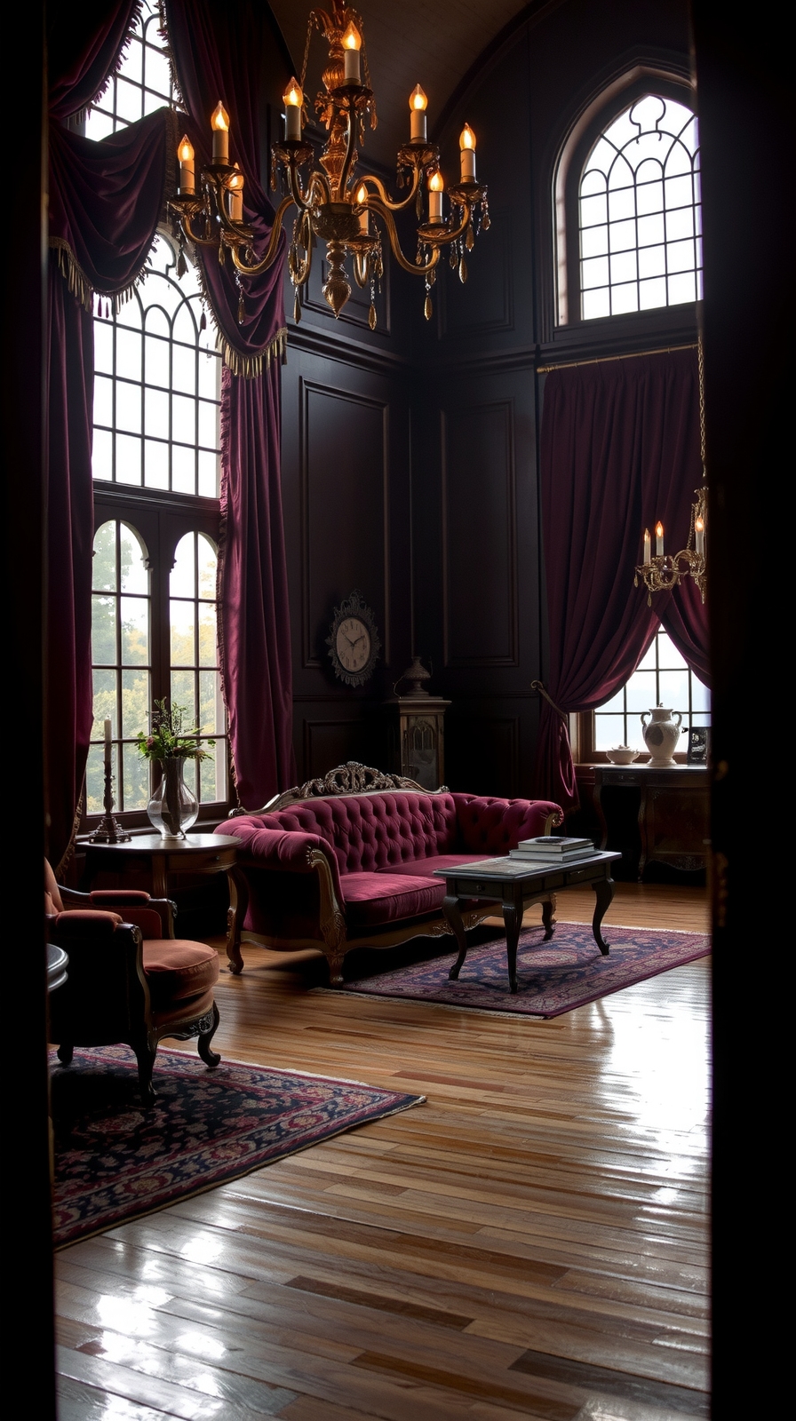 dramatic velvet drapes interior