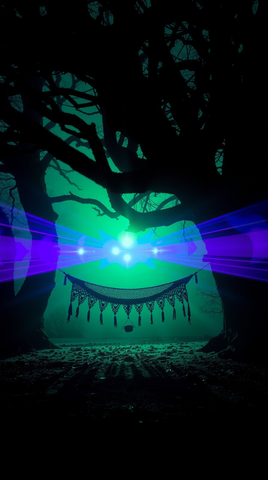 eerie purple green lighting