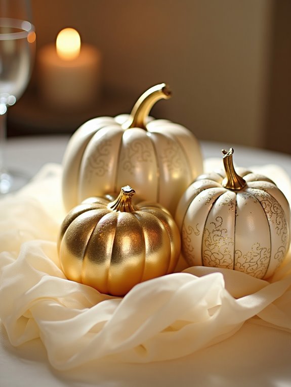elegant gold and white pumpkins