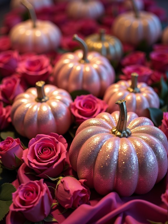elegant pink gold pumpkins