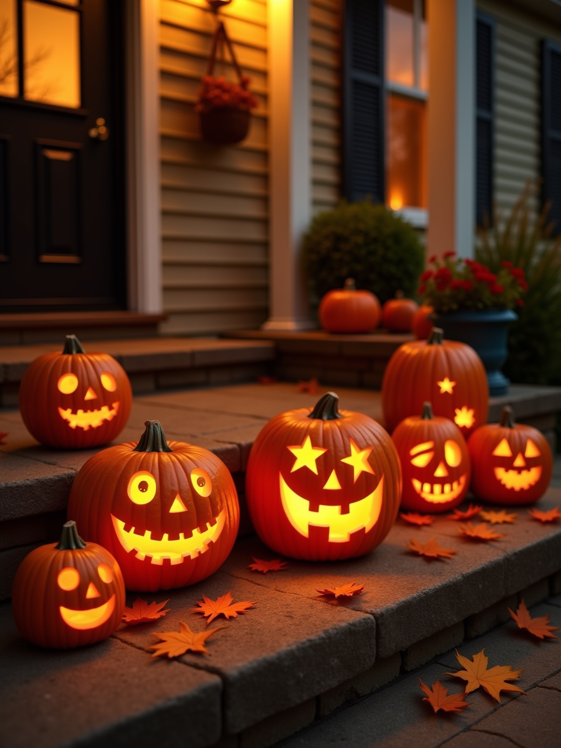 etched pumpkins with glowing effects