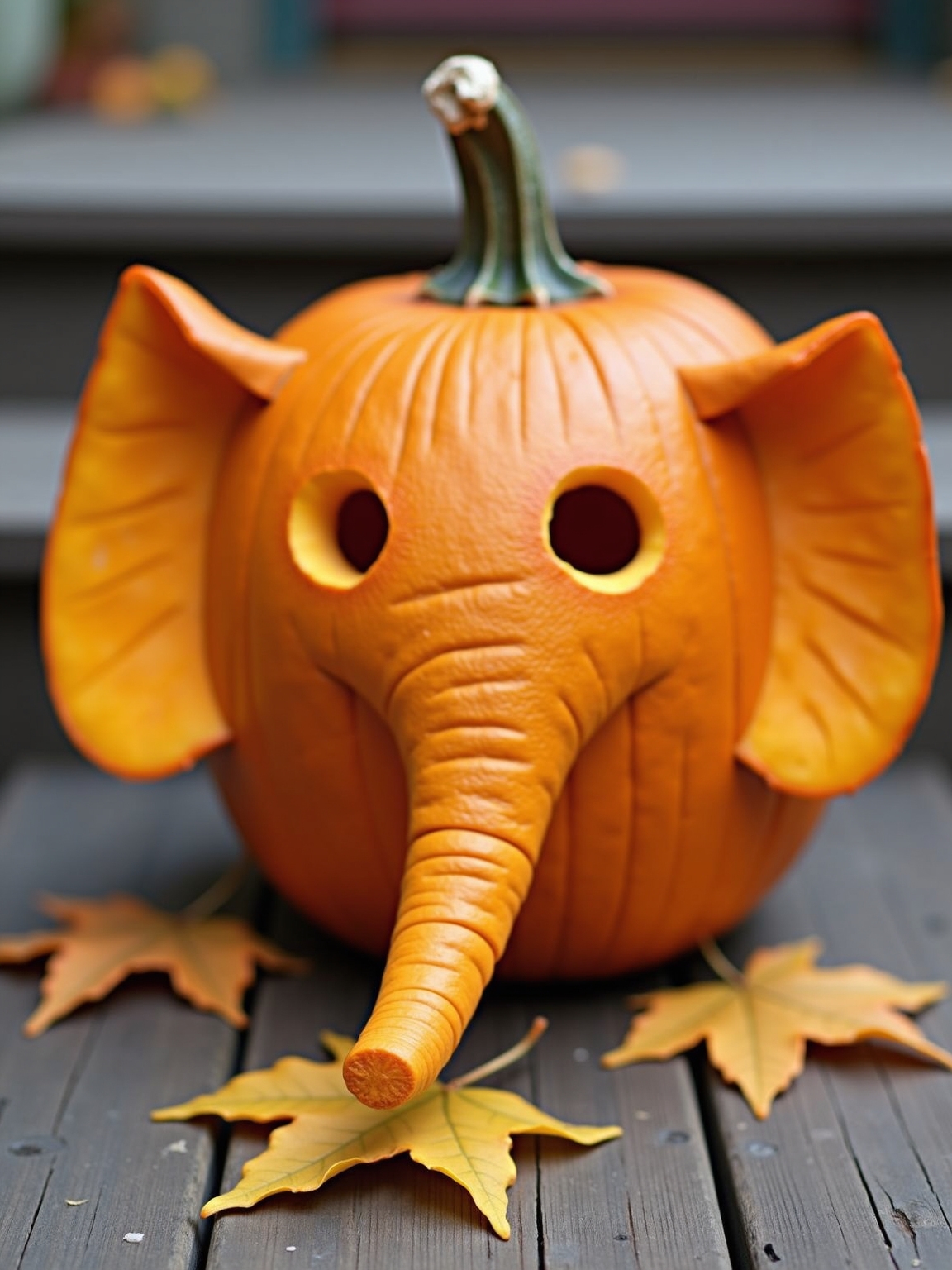 friendly elephant pumpkin carving